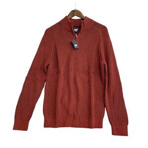 NEW Lands' End Drifter Men's M Half-Zip Pullover Sweater Red 100% Cotton -86
